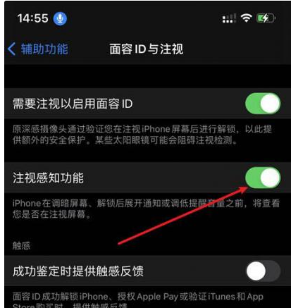 德格苹果14维修网点分享iPhone14注视感知功能有什么用 