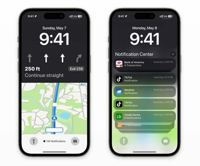 德格苹果维修服务分享iOS17锁屏地图导航半屏显示长什么样 